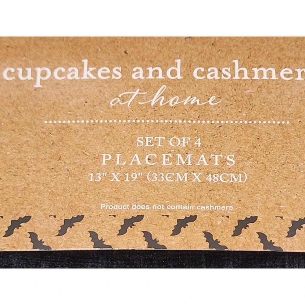 CUPCAKES & CASHMERE Halloween Ghost Girls Placemats Black Lace Trim 4 Pc 13